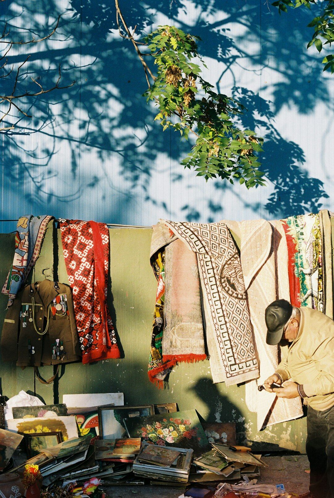 Editorial still life of vintage fashion accessories and fabric